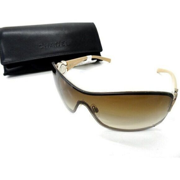 NEW CHANEL CC Logo Vintage Shield Gradient Frameless Sunglasses Camellia - Picture 2 of 10